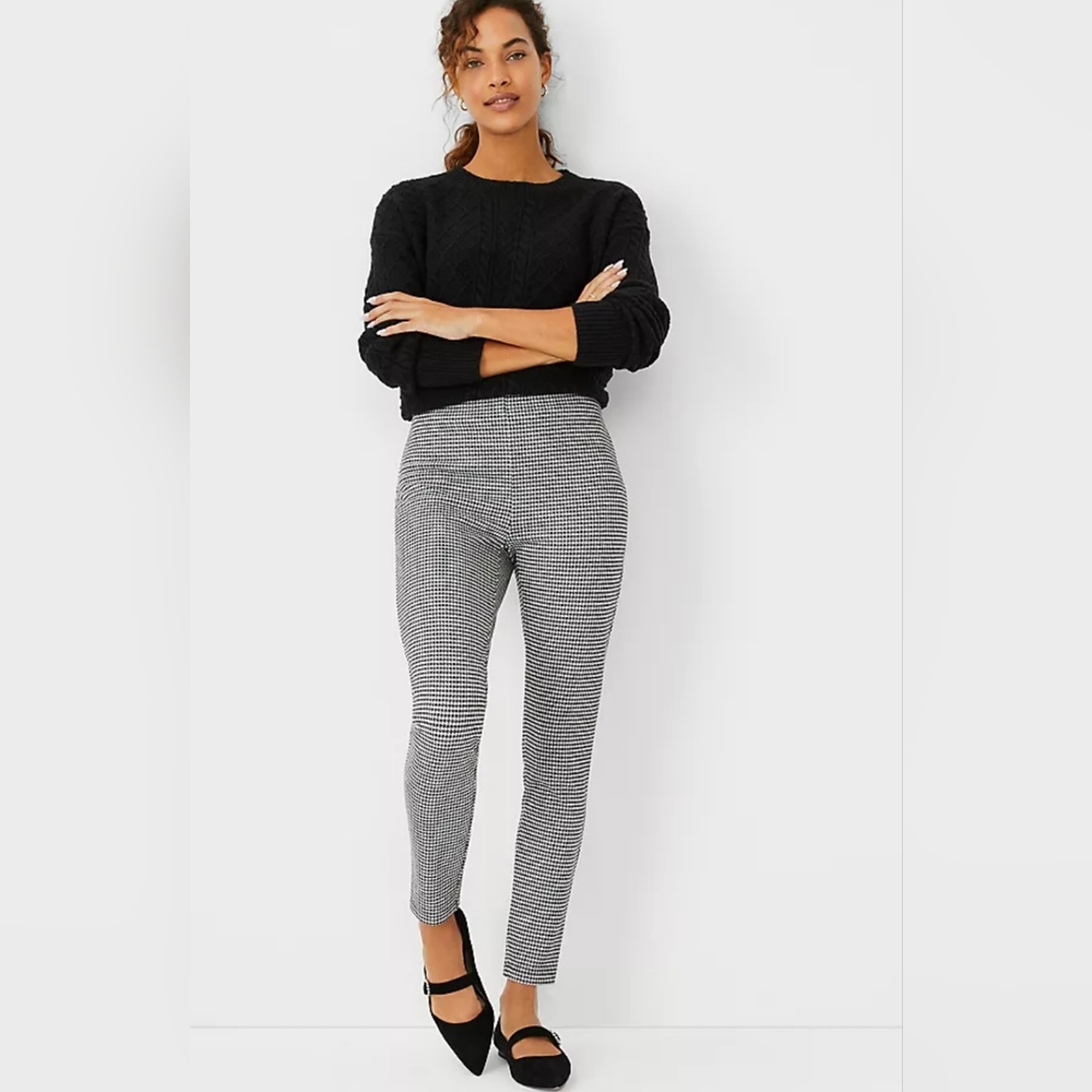 (18) ANN TAYLOR Houndstooth Side Zip Legging, Size LP